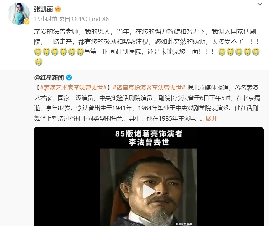 张凯丽悼念李法曾：法曾老师，我的恩人封面图